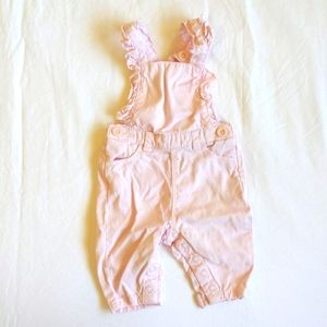 ✨host pick✨george pastel pink overalls with ruffle detail 3 months baby girl